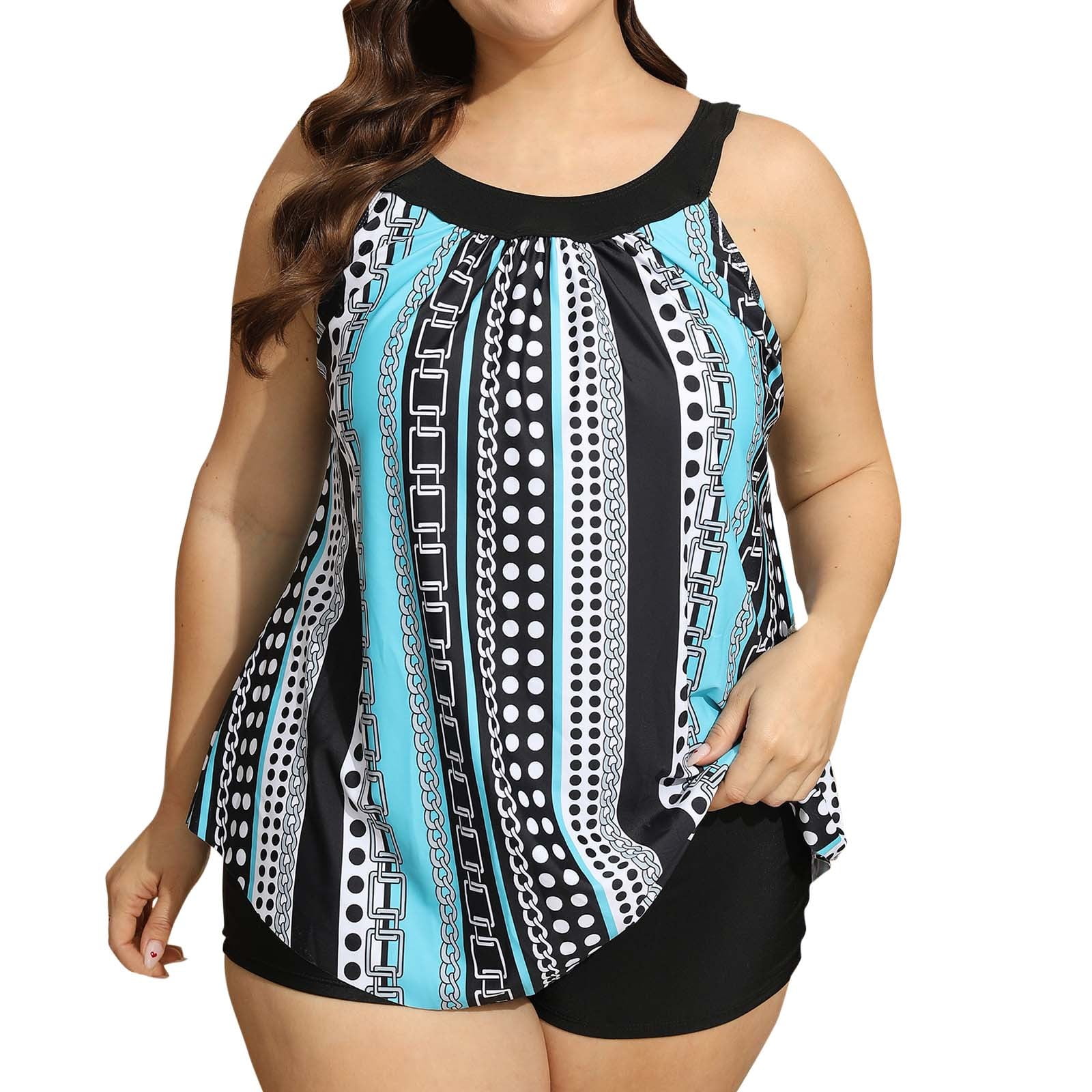 Women's Summer Fashion Hanging Neck Digital Print Two Piece Swimsuit Bikini Casual And