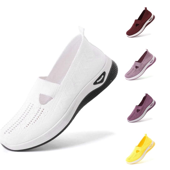 Women's Summer Fashion Mesh Breathable Casual Shoes, Round Toe Non Slip Slip On Sports Shoes