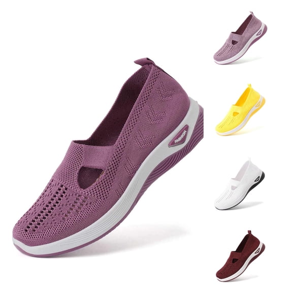 Women's Summer Fashion Mesh Breathable Casual Shoes, Round Toe Non Slip Slip On Sports Shoes
