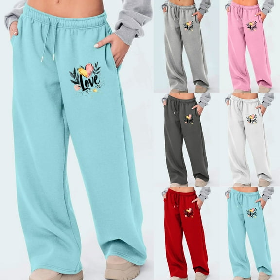 Women's Summer Fashion Pants Elastic Lace-Up Casual Solid Color High-Waisted Wide-Leg Yoga Light Blue Workout Trousers S-2XL Spring And Fall Wear