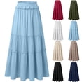 thumbnail image 1 of Women's Summer Fashion Solid Color Drawstring Pocket Elastic Waist Skirt, 1 of 3