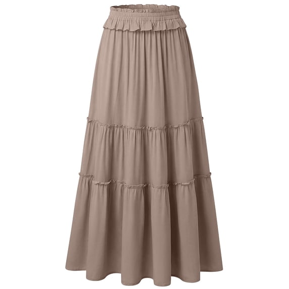 Women's Summer Fashion Solid Color Drawstring Pocket Elastic Waist Skirt