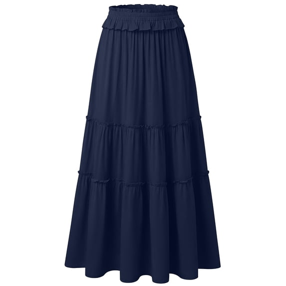 Women's Summer Fashion Solid Color Drawstring Pocket Elastic Waist Skirt