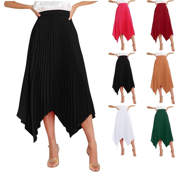 Women's Summer Fashion Solid Color Irregular Elastic Waist Skirt Casual Maxi Skirt Comfort Colors Business Casual Outfits Going Out Senior Front Gifts