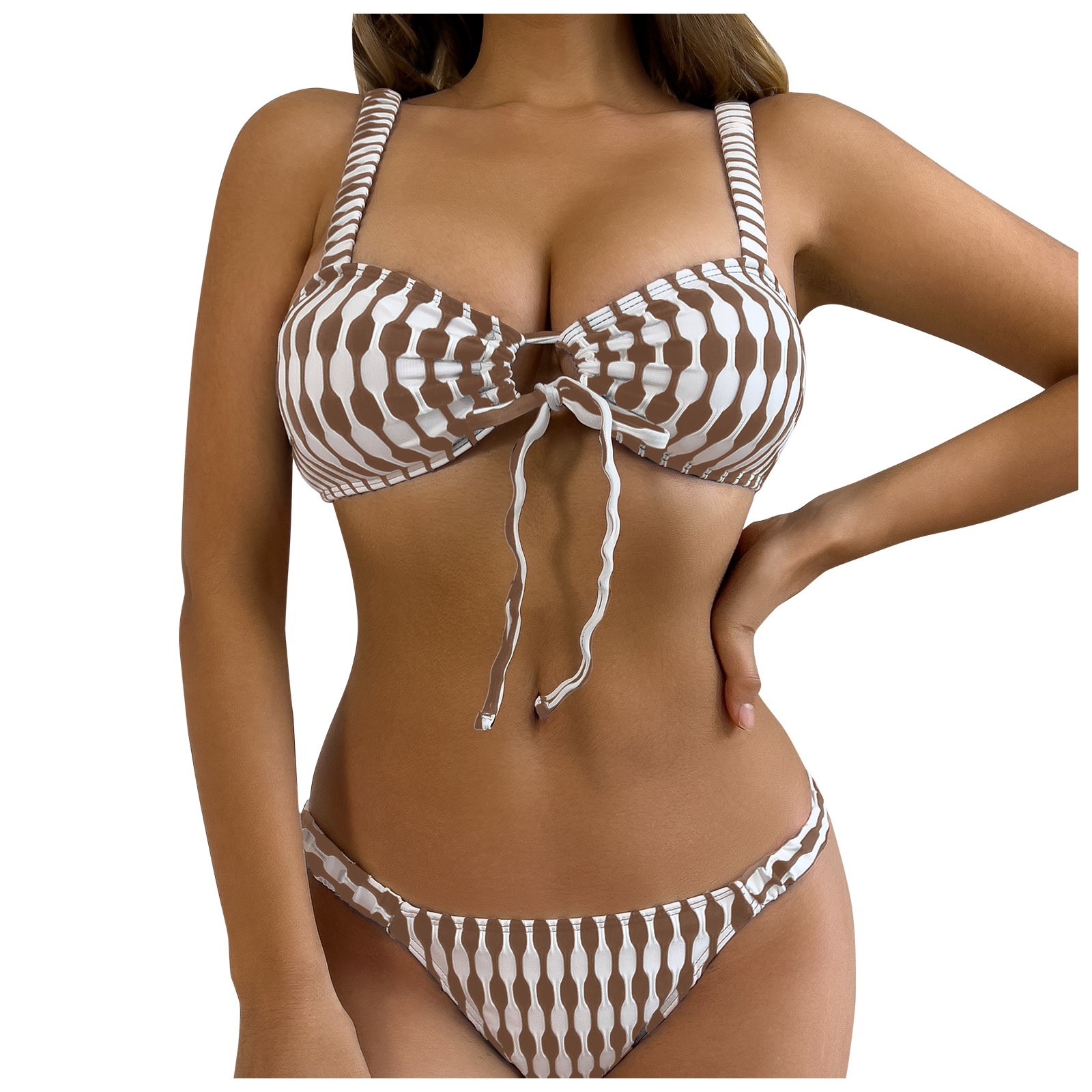 Women's Summer Fashion Two Tone Knit Bikini Sexy Bikini Beach Bikini