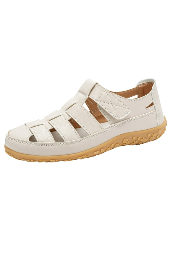 Women's Summer Fisherman Sandals,Comfort Closed Toe Hollow Arch Support Adjustable Beach Flat Walking Shoes Comfortable Breathable Outdoor Walking Shoes Fashion Casual Shoes