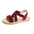 thumbnail image 1 of Women's Summer Flat Sandals Open Toe Slingback Comfortable Slip-On Sandals Non Slip Elastic Ankle Strap Walking Sandals Outdoor Sport Walking Casual Sandals, 1 of 6