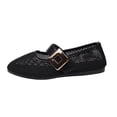 thumbnail image 1 of Women’s Summer Flat Shoes Slip On Round Toe Hollow Out Retro Square Metal Buckle Casual Fashion Black 6.5, 1 of 9