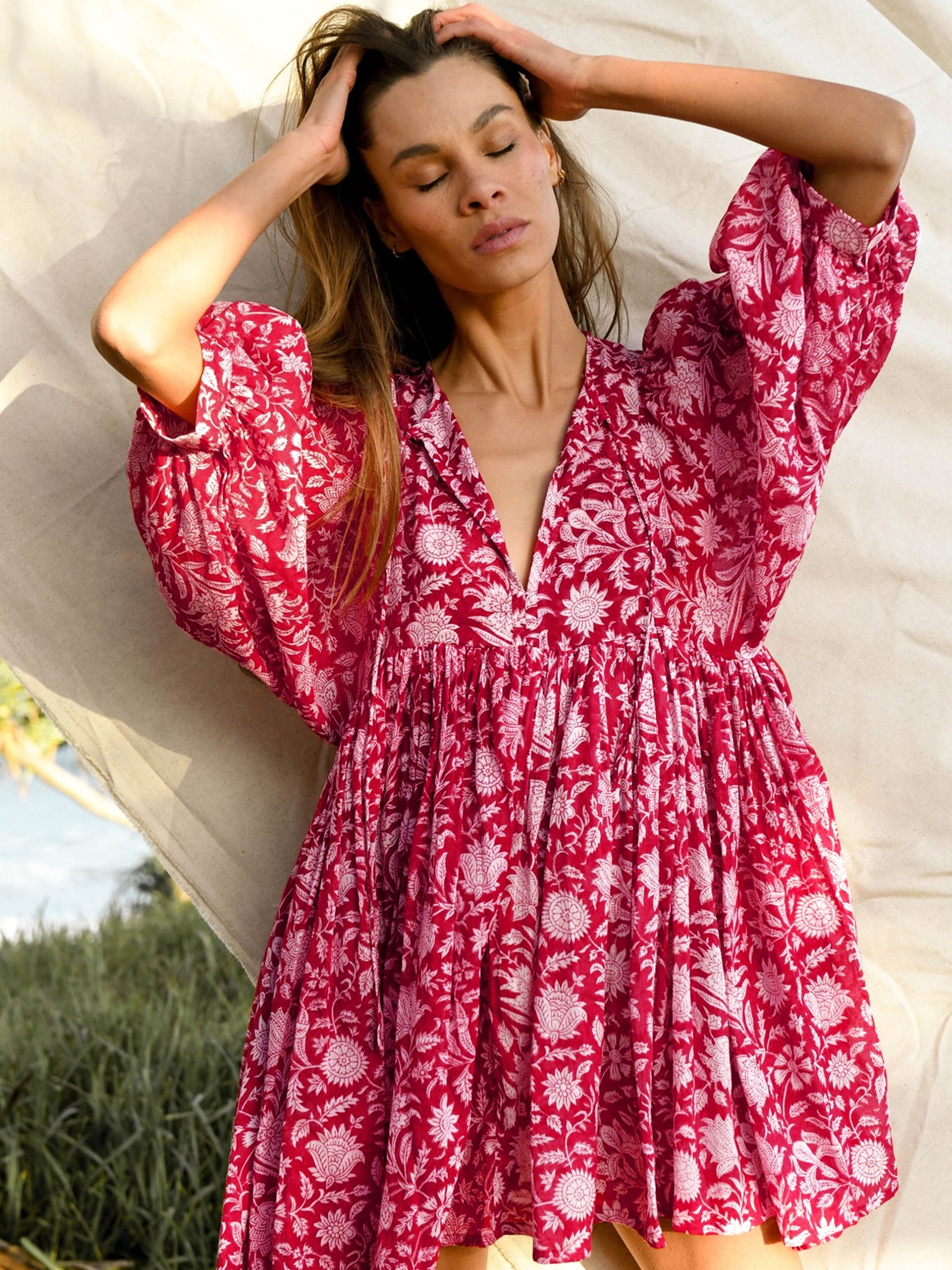 Deep v floral dress hot sale