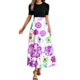 thumbnail image 1 of Women's Summer Floral Print Short Sleeve Dress Elegant Round Neck Back Zipper Casual Dress With Adjustable Belt For Comfort And Style, 1 of 2