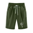 thumbnail image 1 of Women's Summer Floral Printed Five Points Large Size Cotton Linen Pants Casual Pants Shorts （Army Green,3XL）, 1 of 6