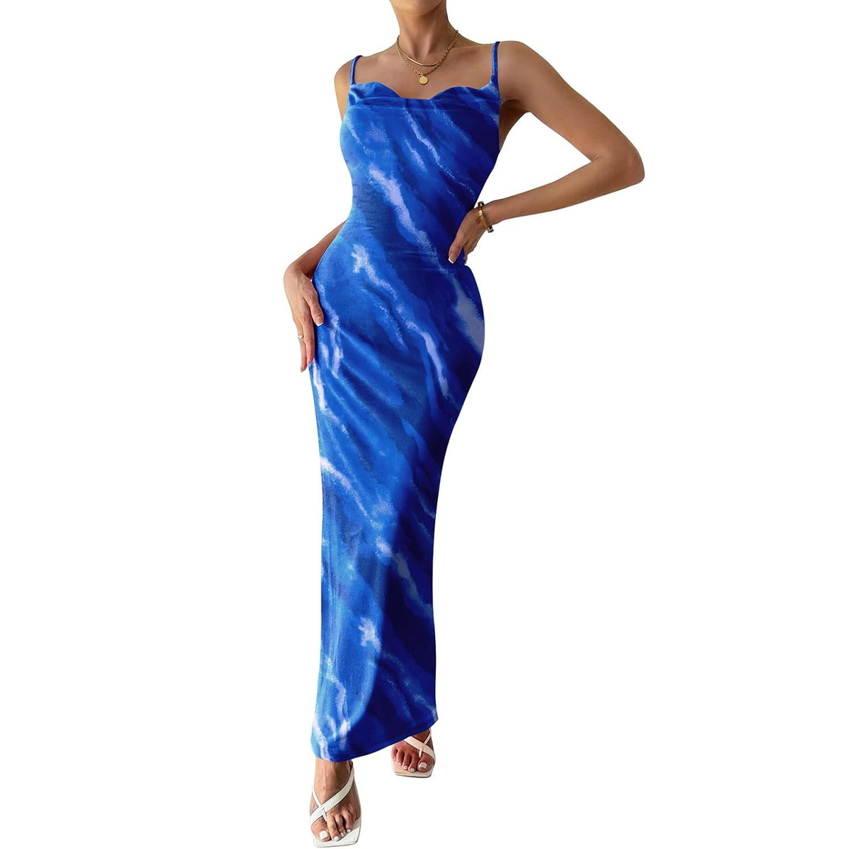 Verdusa Plus Size Floral Bodycon Dress - Spaghetti Strap Backless Long Cami Dress For Women