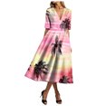 thumbnail image 1 of Women's Summer Floral V Neck Maxi Dress Short Sleeve High Waist A Line Flowy Boho Dresses,S-3XL, 1 of 7
