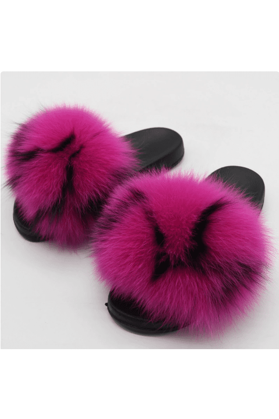 Women's Summer Fluffy Solid Fluffy Faux Fur Slides Slippers Long Hair Fashion Outdoor Furry Shoes Big Size