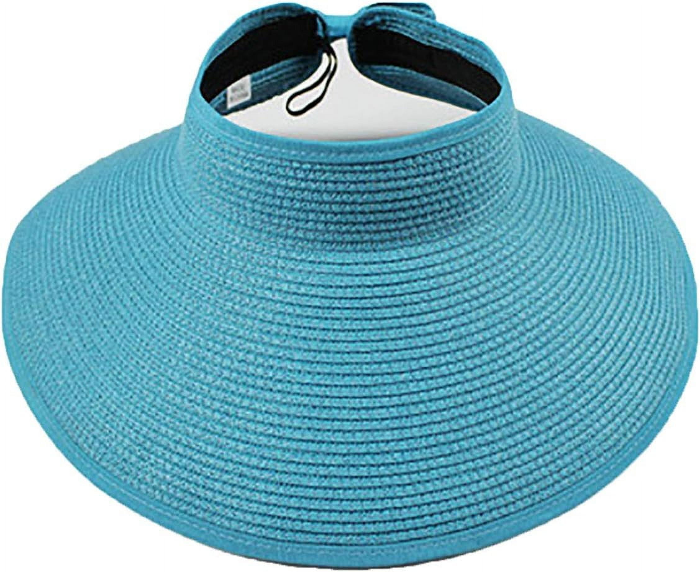 Women’s Summer Foldable Straw Sun Visor w/Cute Bowtie UPF 50+ Packable ...