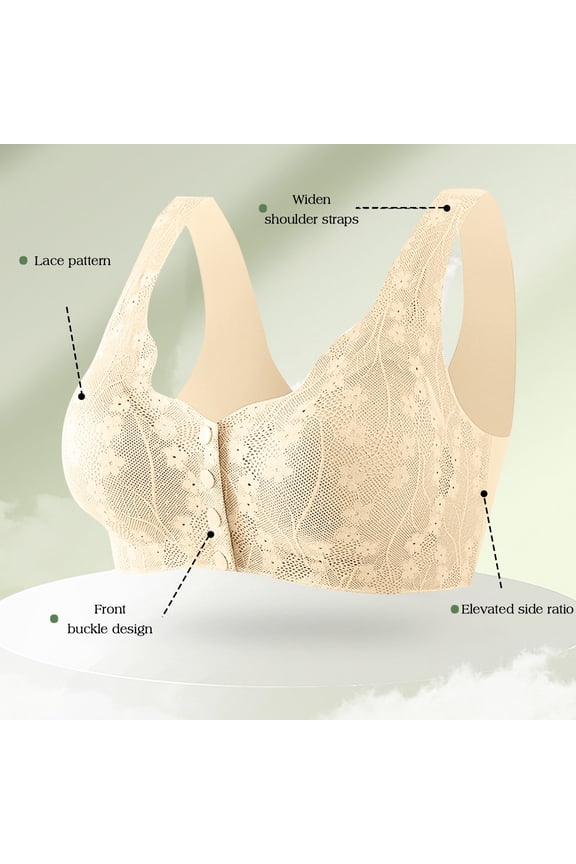 Women's Summer Front Closure Bras Comfortable Supportive Seamless Full Coverage Underwire For Old Women