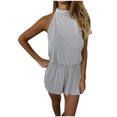 thumbnail image 1 of Women's Summer Halter Rompers Sleeveless Wide Leg Flowy Short Jumpsuit Loose Lightweight Comfy Casual Beach Playsuit, 1 of 1