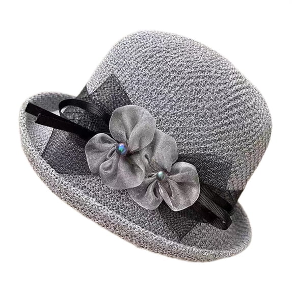 Women's Summer Hats Elegant Tea Party Wedding Church Fascinator Bowler Bucket Sun Hat sun hats for women Gray One Size