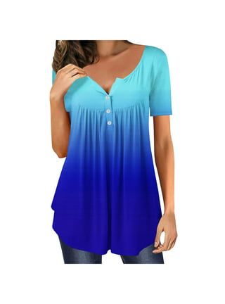 Women's Trendy Blouses Hide Belly Fat V Neck Loose Fit Daily Wear Tee  Pleated Short Sleeve Color Block Summer T Shirts Camisas 
