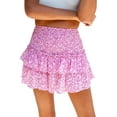 thumbnail image 1 of Women’s Summer High Waist Floral Layered Ruffle Hem Boho Mini Skirt Smocked A Line Pleated Beach Short Skirt, 1 of 6