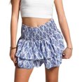 thumbnail image 1 of Women’s Summer High Waist Floral Layered Ruffle Hem Boho Mini Skirt Smocked A Line Pleated Beach Short Skirt, 1 of 2