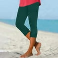 thumbnail image 1 of Women's Summer High Waisted Solid Color Capris Matching Fitting Yoga Gym Pants Green XXXL, 1 of 6
