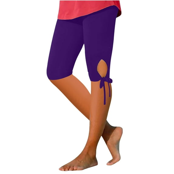 Women's Summer High Waisted Solid Color Capris Matching Slim Fitting Yoga Gym Pants