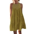 thumbnail image 1 of Women's Summer Hollow Out Halter Dresses Casual Sleeveless A-Line Tiered Swing Sundress Beach Vacation Mini Dress, 1 of 6