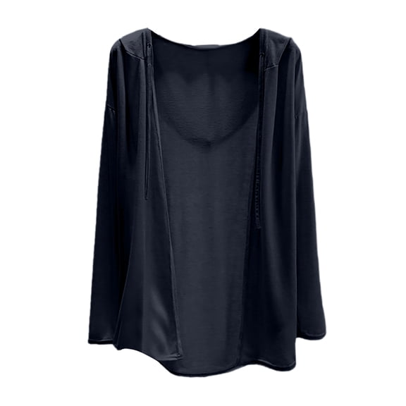 Women's Summer Hooded Long Sleeve Oversized Thin Cardigan Shawl, Dark Gray, Size XL