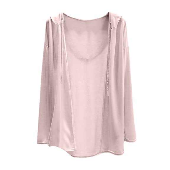 Women's Summer Hooded Long Sleeve Oversized Thin Cardigan Shawl, Light Pink, Size XL