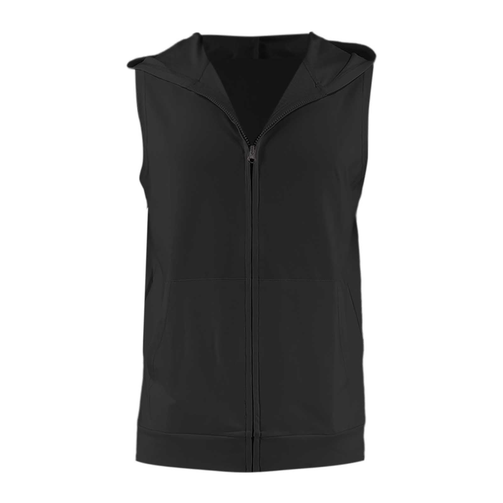 Women's Summer Hooded Vest Sleeveless Jacket Lightweight Windproof Zip Up Outerwear for Gym Running Travel