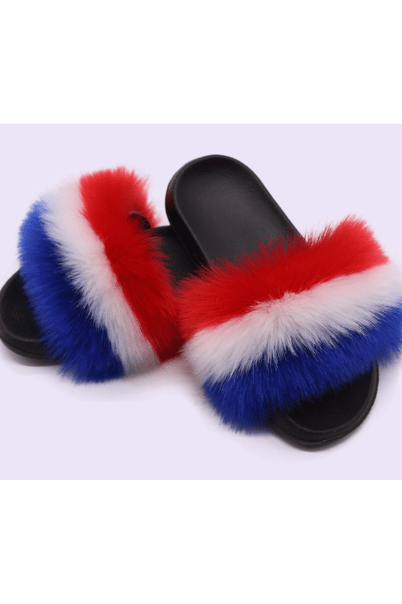 Women's Summer Hot Amazing Mixed Faux Fur Slide Slippers – Cozy Indoor & Outdoor Wear, Available in Big Sizes