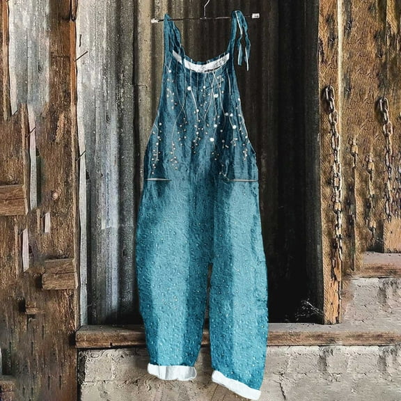 Women's Summer Jumpsuits Boho Wide Leg Overalls Casual Loose Rompers with Pockets 2025 Mint Green XXXL