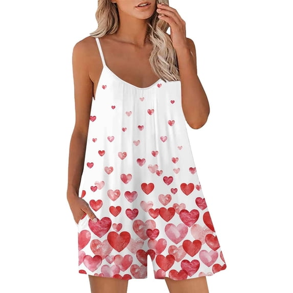 Women's Summer Jumpsuits Casual Loose Fit Solid Color Crew Neck Sleeveless Suspender Shorts Overalls with Pockets