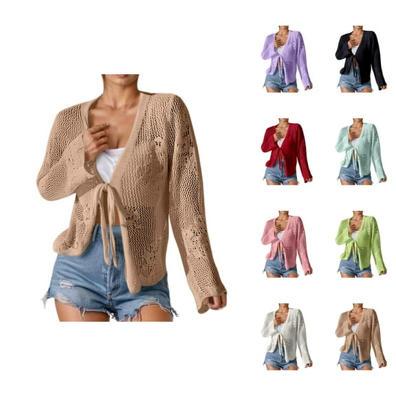 Women's Summer Knit Cardigan With Cutout Details For Beach And Casual Wear Cardigan Sweaters for Women