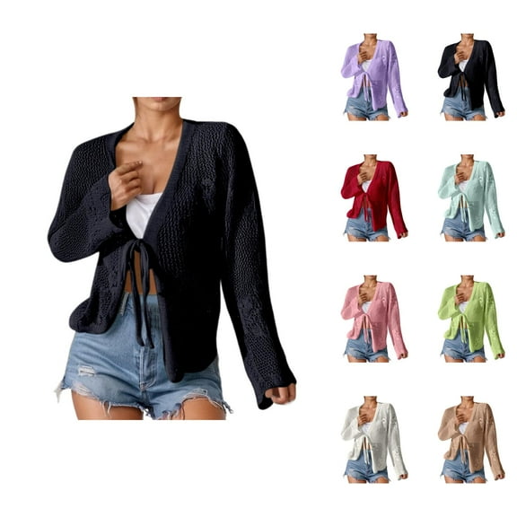 Women's Summer Knit Cardigan With Cutout Details For Beach And Casual Wear Cardigan Sweaters for Women