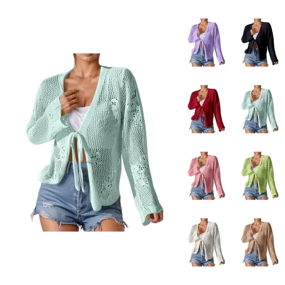 Women's Summer Knit Cardigan With Cutout Details For Beach And Casual Wear Cardigan Sweaters for Women