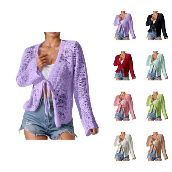 Women's Summer Knit Cardigan With Cutout Details For Beach And Casual Wear Cardigan Sweaters for Women