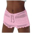 thumbnail image 1 of Women's Summer Knitted Hollow Out Drawstring Beach Shorts - Elastic Polyester, Swim & Vacation Essential, 1 of 8