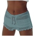 thumbnail image 1 of Women's Summer Knitted Hollow Out Drawstring Beach Shorts - Elastic Polyester, Swim & Vacation Essential, 1 of 8