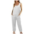 thumbnail image 1 of Women's Summer Knitted Sleeveless Jumpsuit Casual Wear Comfortable Stretchy Work Outfit Fashionable Trendy Romper, 1 of 2