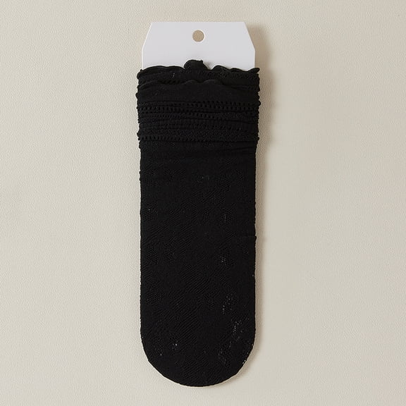 Women's Summer Lace Cuff Slouchy Socks - Thin Mid-Calf Socks Perfect for Fashionable Outfits (One Size, 6 Pairs)