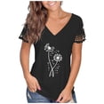 thumbnail image 1 of Women's Summer Lace Short Sleeve V Neck Tops Shirt Loose Casual Tee Blouse Trendy Print Basic Tunic Tops for Women, 1 of 4