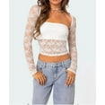 thumbnail image 1 of Women's Summer Lace Tube Tops + Shrug Tops Outfit Long Sleeve Sheer Crop Tops + Vest Clubwear, 1 of 2