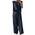 thumbnail image 1 of Women's Summer Leisure And Linen Loose Two Piece Sleeveless Top Loose Wide Leg Pants Two Piece Set Women Insulated Bib Overalls Women Dress And Cardigan Set Women Women Interview Clothes Set Womens, 1 of 5