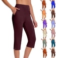 thumbnail image 1 of Women's Summer Lightweight Capris High Waisted Solid Color Capris Matching Slim Fitting Yoga Gym Pants Plus Size Capris for Women, 1 of 8