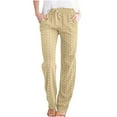 thumbnail image 1 of Women's Summer Lightweight High Waist Pants Breathable Cozy Casual Lounge Pants Straight Leg Pant for Beach Resort, 1 of 5