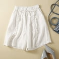 thumbnail image 1 of Women's Summer Linen High Waist Wide Leg Shorts With Ruffled Hem | Retro Vintage Style Casual Loose Beach Shorts for Women Summer Short Underwear for Women Women's Shorts plus Size Ripped Jean Shorts, 1 of 6