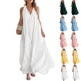 thumbnail image 1 of Women's Summer Linen Maxi Dress Flowy V Neck Sleeveless Casual Beach Vacation Boho Long Sundresses, XL, 1 of 6