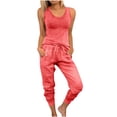 thumbnail image 1 of Women's Summer Linen Two Piece Outfits Sleeveless Tank and Drawstring Cropped Pants Sets Casual Soft Set with Pocket, 1 of 6